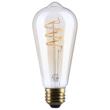 Satco Products Inc. S14208 - 8W ST19 LED 90CRI 2000K 800LM E26 Glass Clear Amber Coil Filament Dimmable 1 Pack