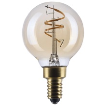 Satco Products Inc. S14209 - 3.5W G16.5 LED 90CRI 2000K 300LM E12 Glass Clear Amber Coil Filament Dimmable 1 Pack