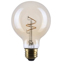 Satco Products Inc. S14210 - 3.5W G25 LED 90CRI 2000K 300LM E26 Glass Clear Amber Coil Filament Dimmable 1 Pack