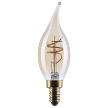 Satco Products Inc. S14220 - 3.5W CA11 LED 90CRI 2000K 300LM E12 Glass Clear Amber Coil Filament Dimmable 1 Pack