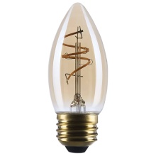 Satco Products Inc. S14222 - 3.5W C11 LED 90CRI 2000K 300LM E26 Glass Clear Amber Coil Filament Dimmable 1 Pack