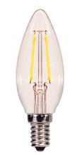 Satco Products Inc. S21700 - 2.5 Watt B11 LED Filament; Clear; Candelabra base; 2700K; 180 Lumens; 120 Volt; 2-Card