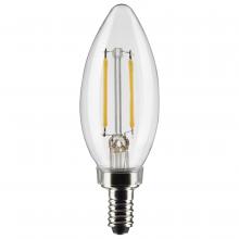 Satco Products Inc. S21817 - 3 Watt B11 LED Filament; Clear; Candelabra Base; 2700K; 200 Lumens; 120 Volt; 2-Pack