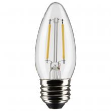 Satco Products Inc. S21832 - 3 Watt B11 LED Filament; Clear; Medium Base; 2700K; 250 Lumens; 120 Volt; 2-Pack