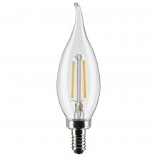 Satco Products Inc. S21839 - 3 Watt CA10 LED Filament; Clear; Candelabra Base; 2700K; 200 Lumens; 120 Volt; 2-Pack