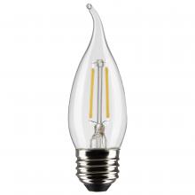 Satco Products Inc. S21848 - 3 Watt CA10 LED Filament; Clear; Medium Base; 2700K; 250 Lumens; 120 Volt; 2-Pack