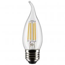 Satco Products Inc. S21850 - 4 Watt CA10 LED Filament; Clear; Medium Base; 3000K; 350 Lumens; 120 Volt; 2-Pack