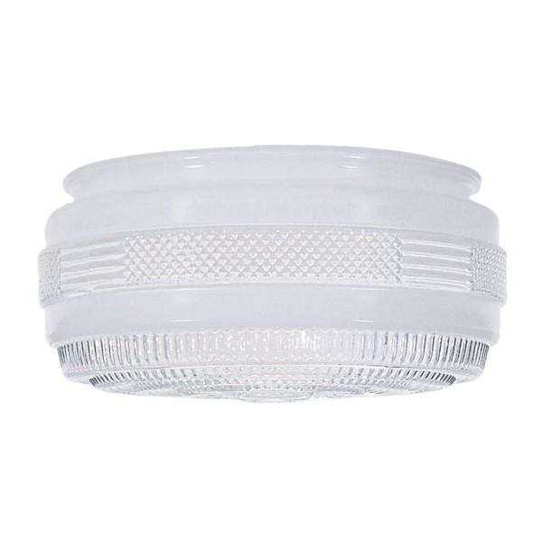 Outside White Drum Glass Shade With Clear Sides And Bottom; Diameter 10-7/16 inch; Fitter 9-7/8