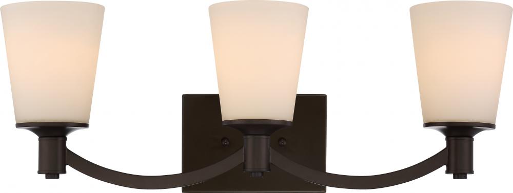 Laguna - 3 Light Vanity with White Glass - Forest Bronze Finish