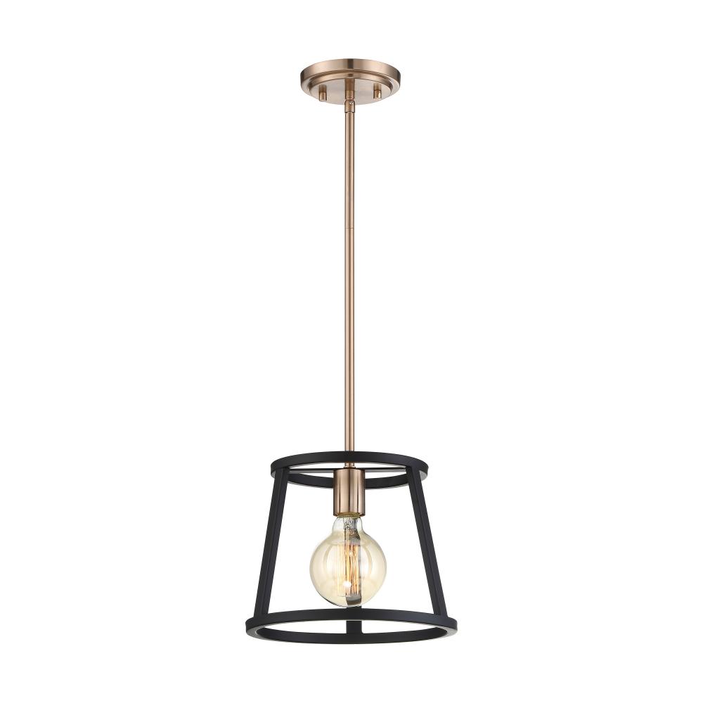 Chassis- 1 Light Mini Pendant - Copper Brushed Brass and Matte Black Finish