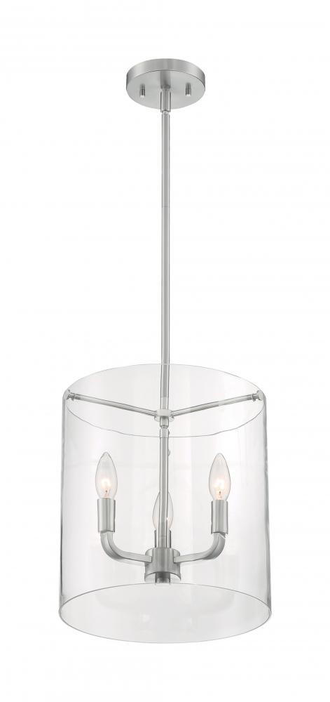 Sommerset - 3 Light Pendant with Clear Glass - Brushed Nickel Finish