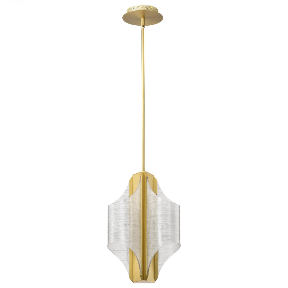 Idris; LED 3 Light Pendant; Vintage Brass Finish; Light Guide Panels