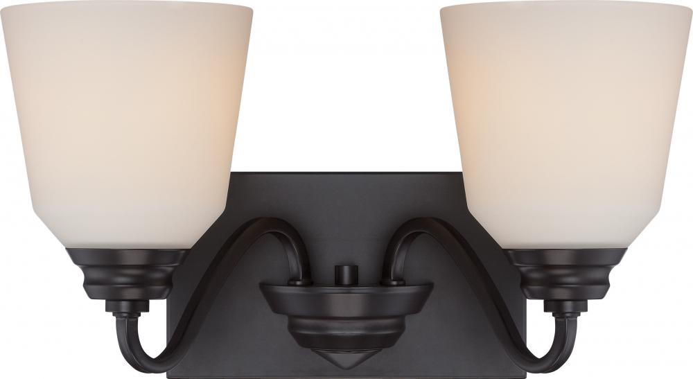 Calvin - 2 Light Vanity Fixture with Satin White Glass - LED Omni Included