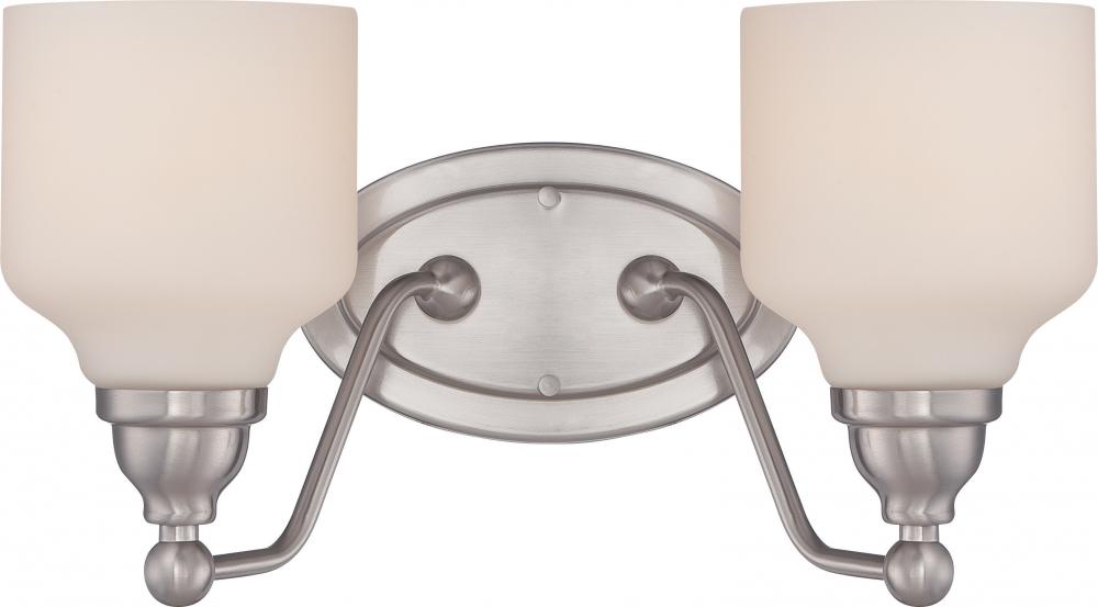 Kirk - 2 Light Vanity Fixture with Satin White Glass - LED Omni Included