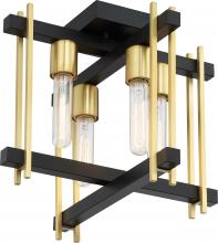 Nuvo 60/6523 - Marion - 4 Light Flush Mount - Aged Bonze Finish with Natural Brass Accents