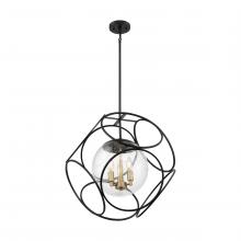 Nuvo 60/6947 - Aurora - 3 Light Pendant with Seeded Glass - Black and Vintage Brass Finish