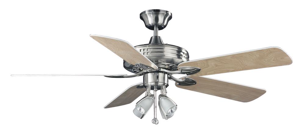 Four Light Satin Nickel Ceiling Fan