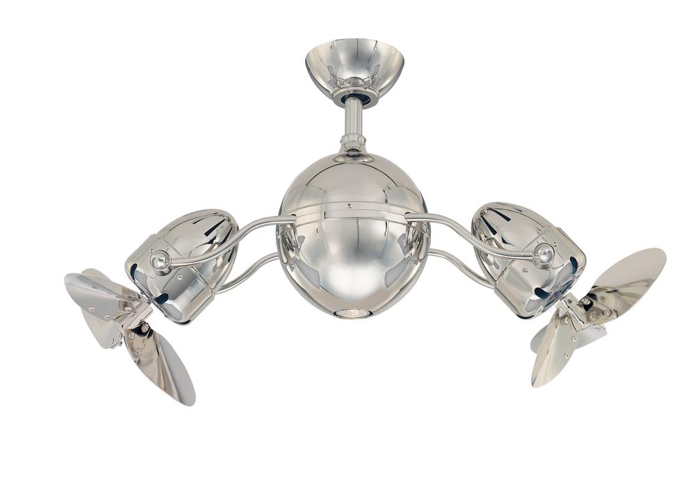 One Light Polished Nickel Dual Motor Ceiling Fan