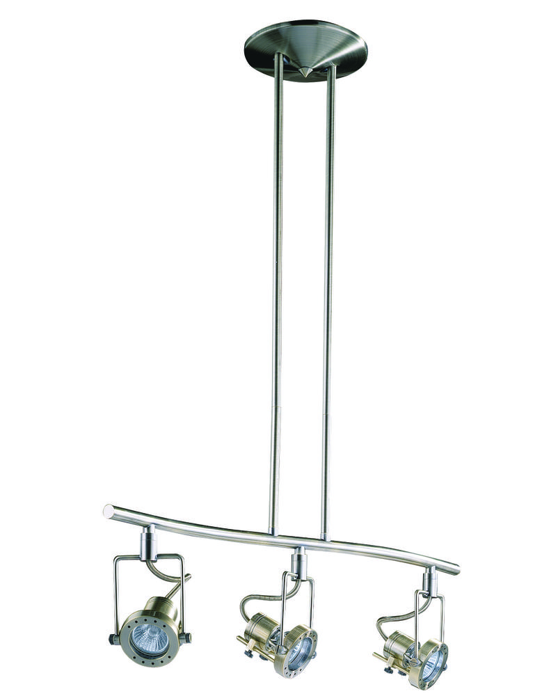 Three Light Antique Brass Directional Island Light