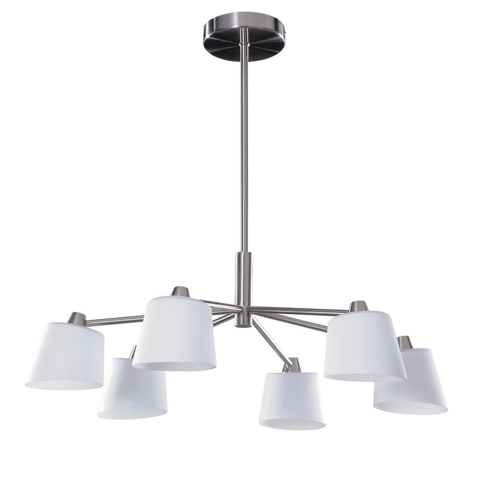 Six Light Satin Nickel Down Chandelier