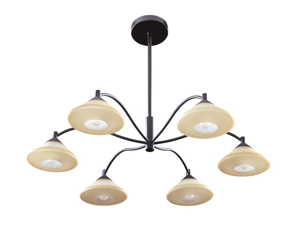 Six Light Oil Rubbed Bronze Down Chandelier