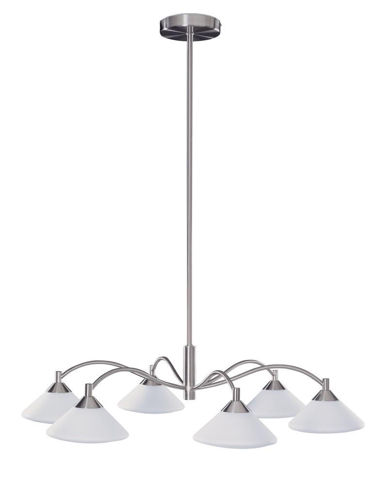 Six Light Satin Nickel Down Chandelier