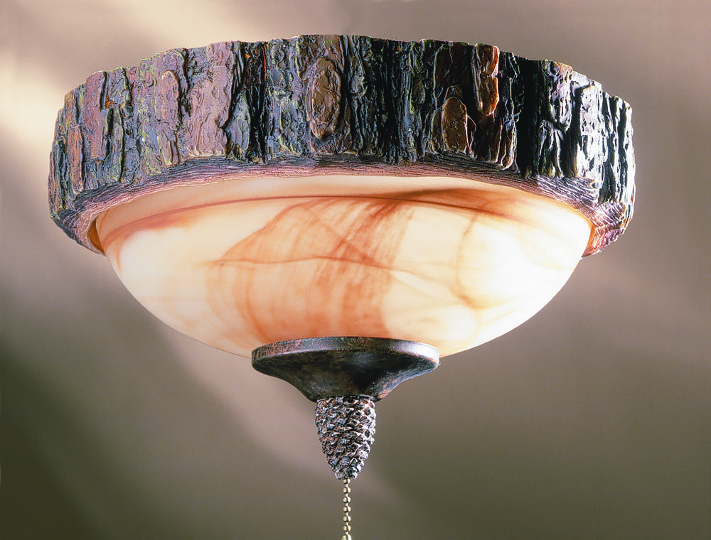 Two Light Rustic Oak Fan Light Kit