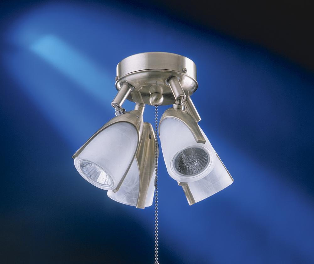 Four Light Antique Brass Fan Light Kit