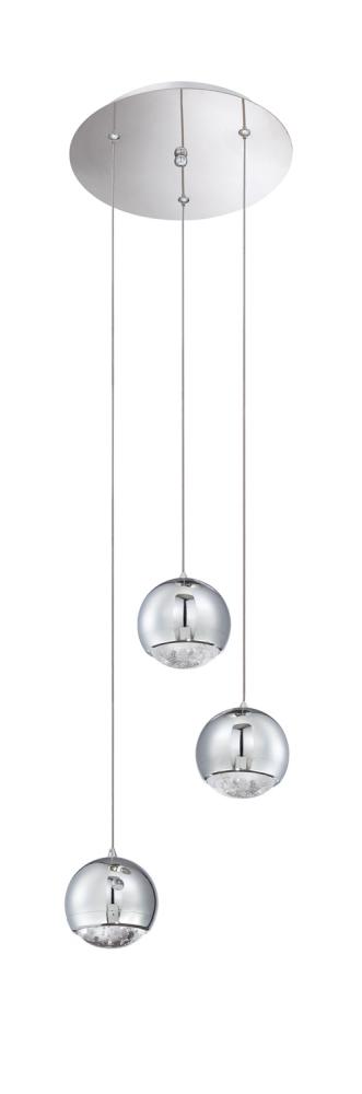 SPUMANTE series 3-Light Chrome Pendant Pan