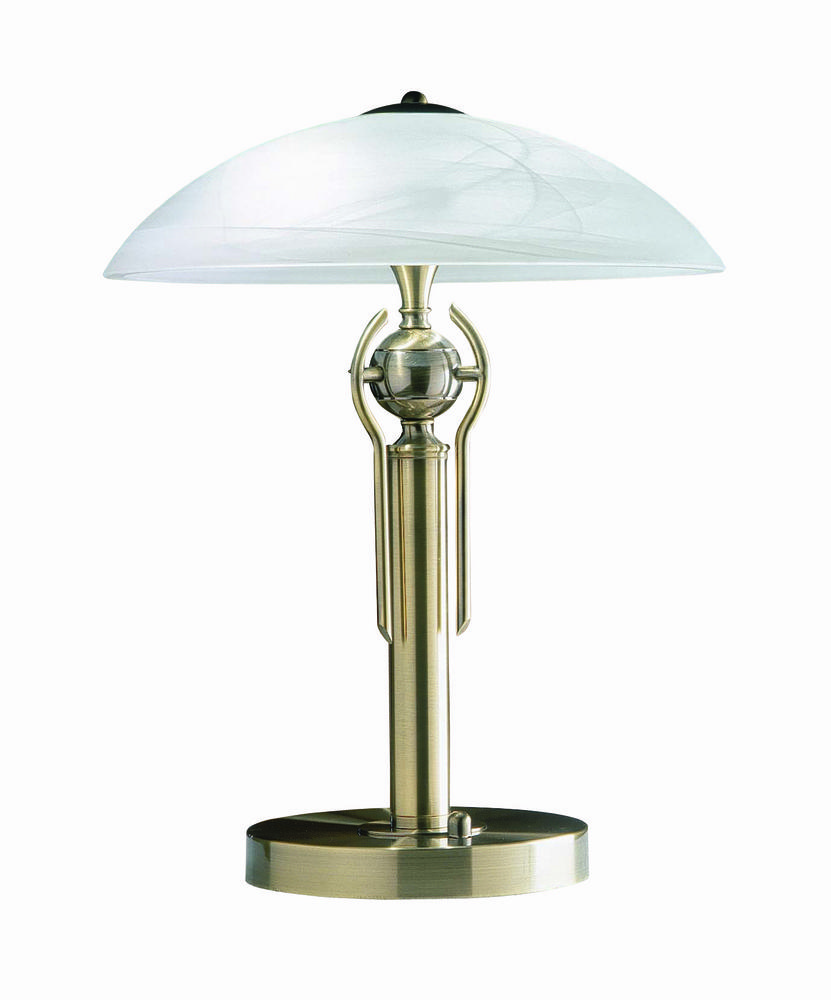 Two Light Antique Brass Table Lamp