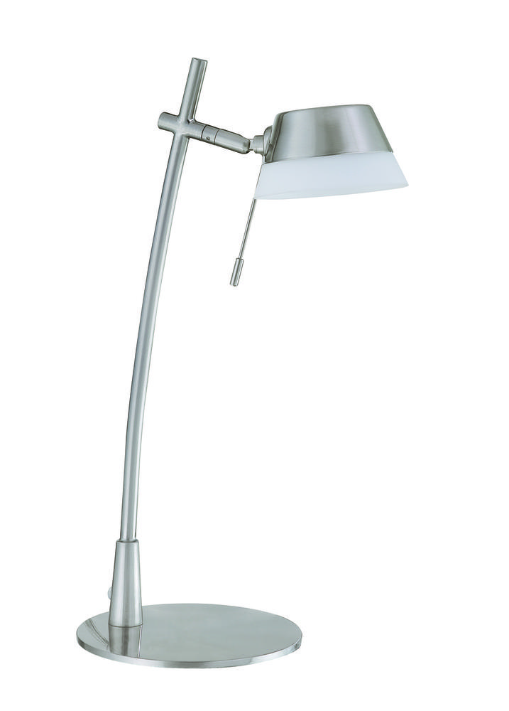 One Light Satin Nickel Desk Lamp