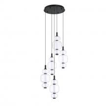 Kendal PF269-5LPA-BLK/CLR - Solica 5-Light Black LED Pendant