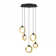 Kendal PF328-5LPA-BLK/BRS - Circols 5-Light LED Pendant Pan