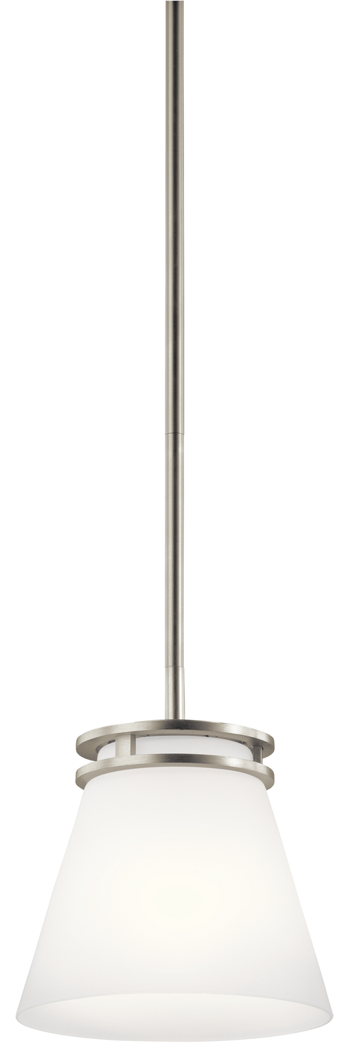 Hendrik 8.75" 1 Light Mini Pendant with Satin Etched Cased Opal Glass Brushed Nickel