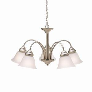 Wynberg 13.75" 5 Light Chandelier with Satin Etched Glass in Brushed Nickel