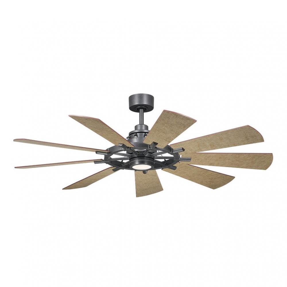 60" Gentry 9 Blade Indoor Ceiling Fan with Etched Cased Opal Glass