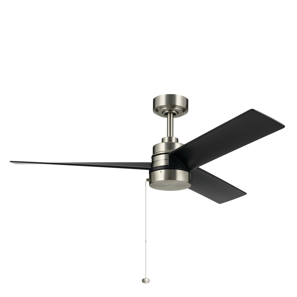 52 Inch Spyn Lite Fan in Brushed Nickel with Black Blades
