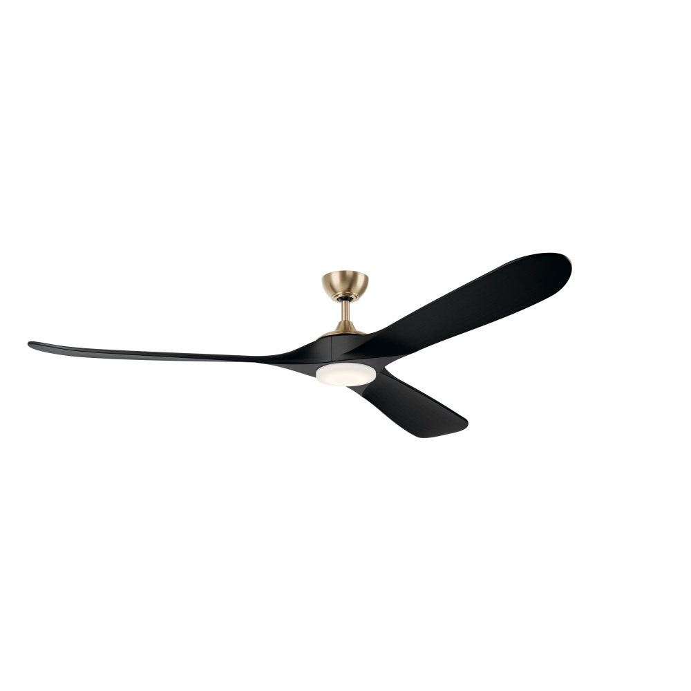 80 in Mylo Ceiling Fan w/ Satin Etch Cased Opal Glass in Champagne Bronze w/ Jet Black Wood Blades