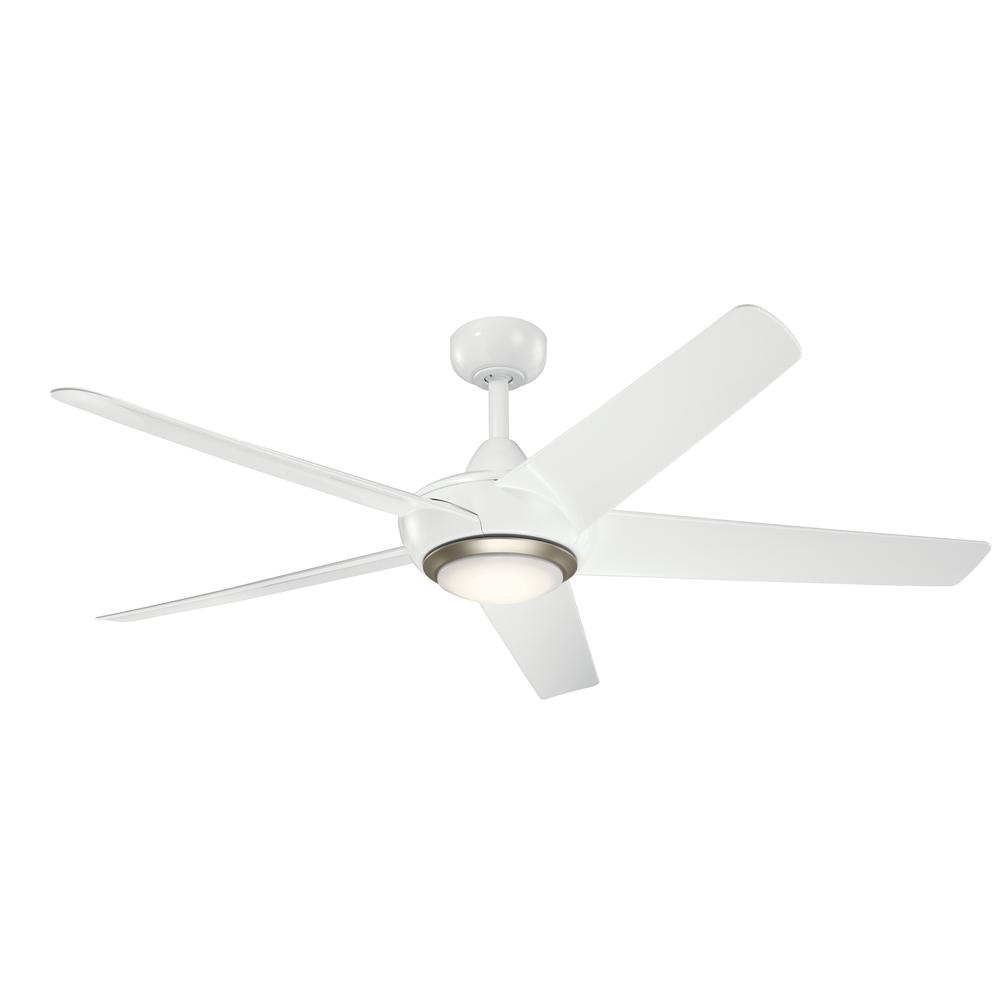 Kapono 52 inch LED Ceiling Fan in White with Frosted White Polycarbonate Lens