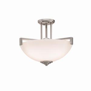 Eileen 14.5" 3 LT Convertible Inverted Pendant or Semi Flush with Satin Etched Cased Opal Glass