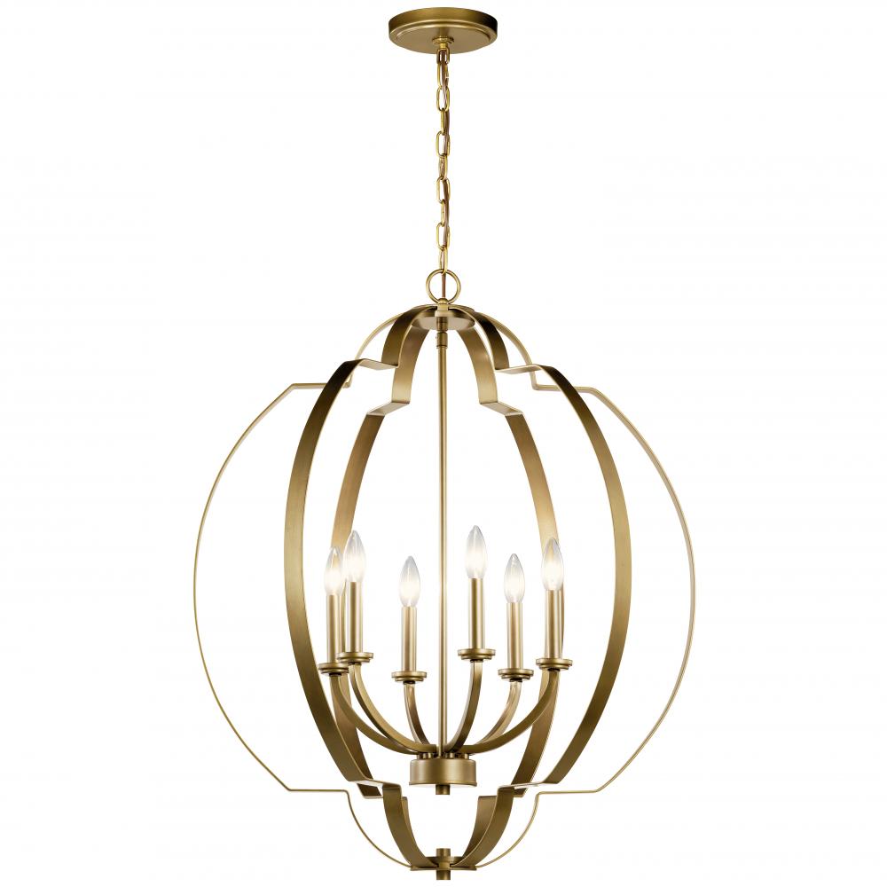 Voleta 27.75" 6 Light Foyer Chandelier Natural Brass