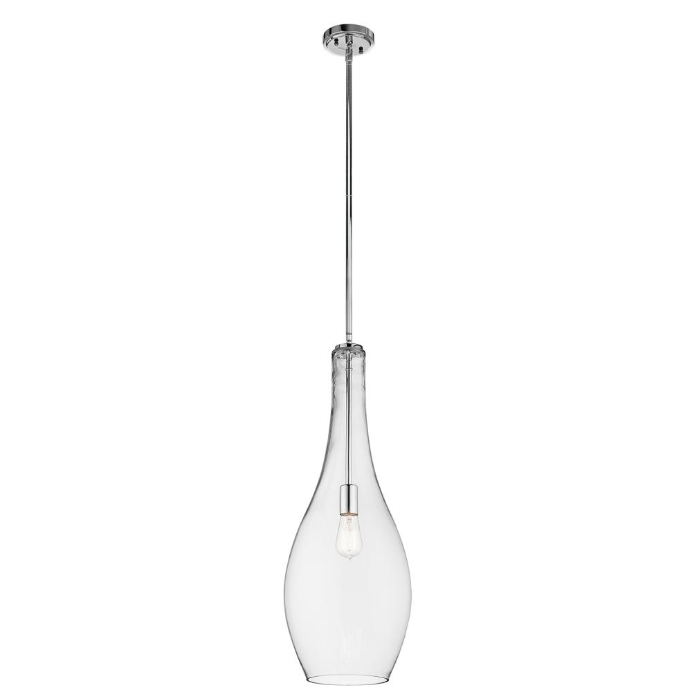 Everly 29.5" 1 Light Teardrop Pendant Clear Glass Chrome