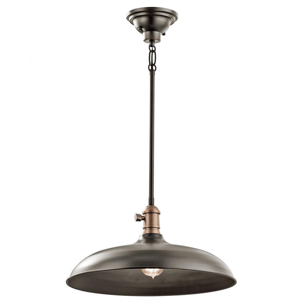 Cobson 8" 1 Light Convertible Pendant or Semi Flush Olde Bronze with Natural Brass Accents
