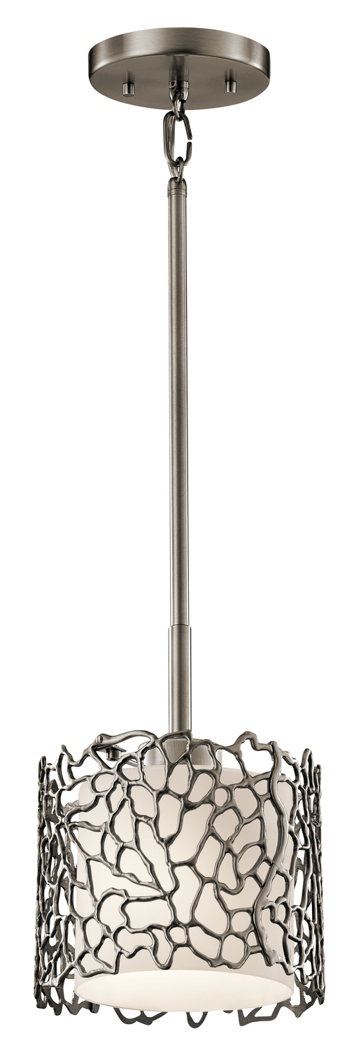 Silver Coral 1 Light Mini Pendant - Classic Pewter