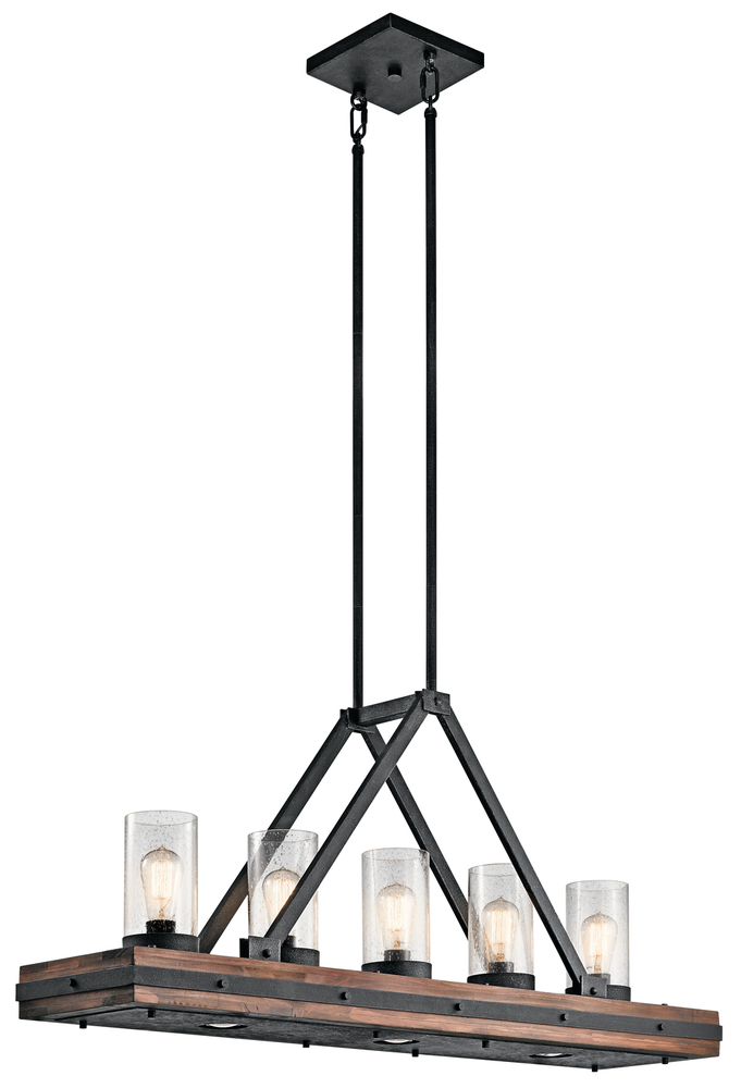 Colerne 46.5" 8 Light Linear Chandelier Clear Seeded Glass Auburn Stained