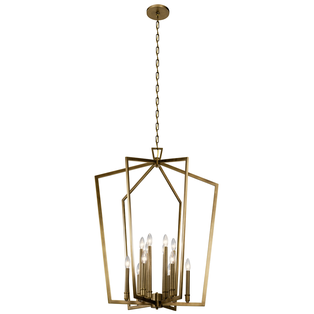 Abbotswell 30" 12 Light Foyer Chandelier Natural Brass