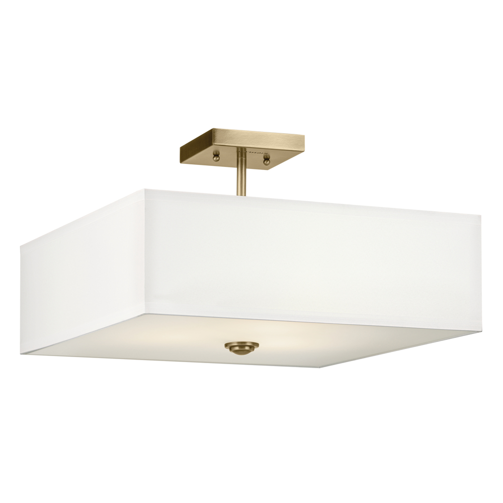 Shailene 11.25" 3-Light Medium Square Semi Flush with White Fabric Shade