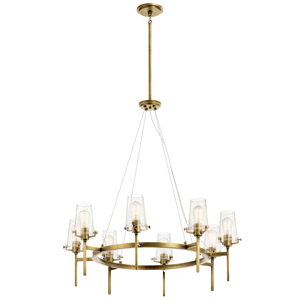 Alton 38" 8 Light Chandelier Natural Brass