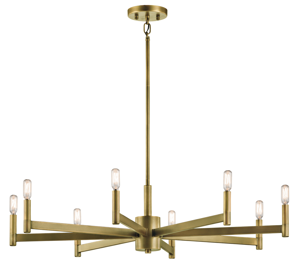 Erzo 9.25" 8 Light Chandelier in Natural Brass