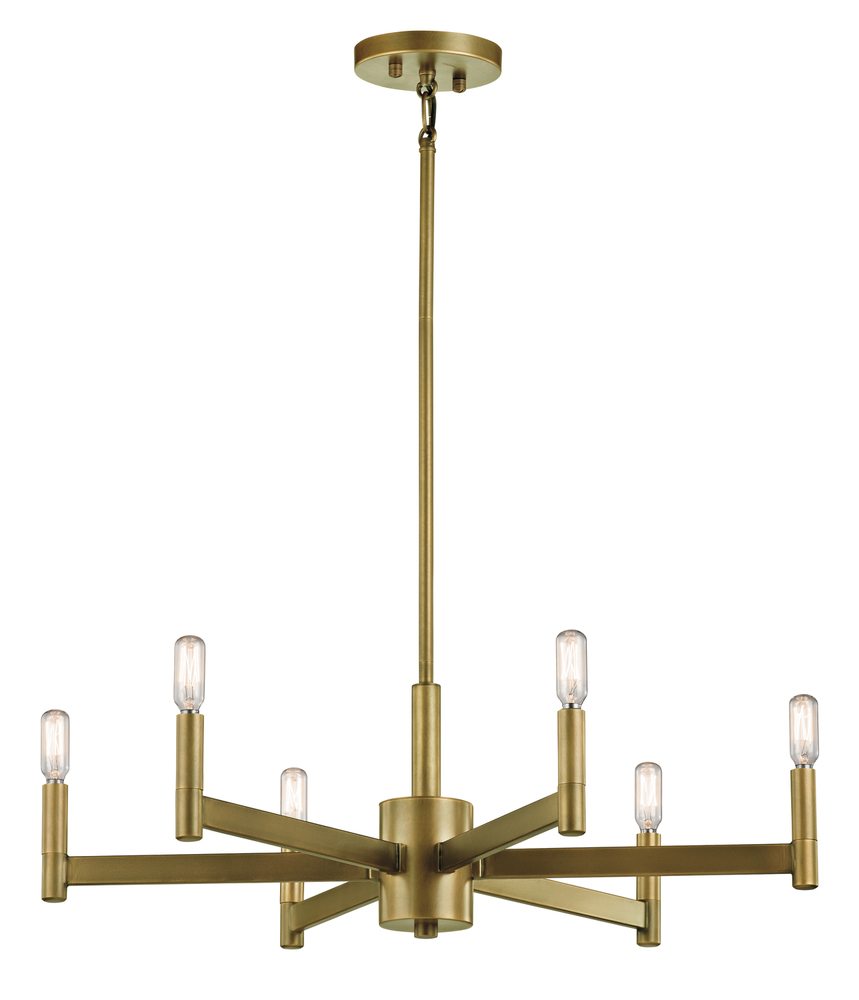 Erzo 9.25" 6 Light Chandelier in Natural Brass